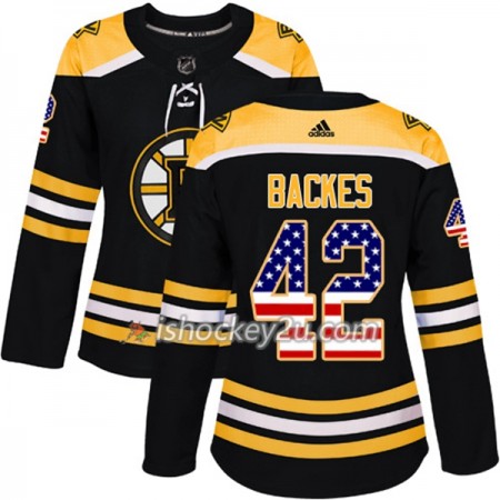 Dame NHL Boston Bruins Trøje David Backes 42 Adidas 2017-2018 Sort USA Flag Fashion Authentic